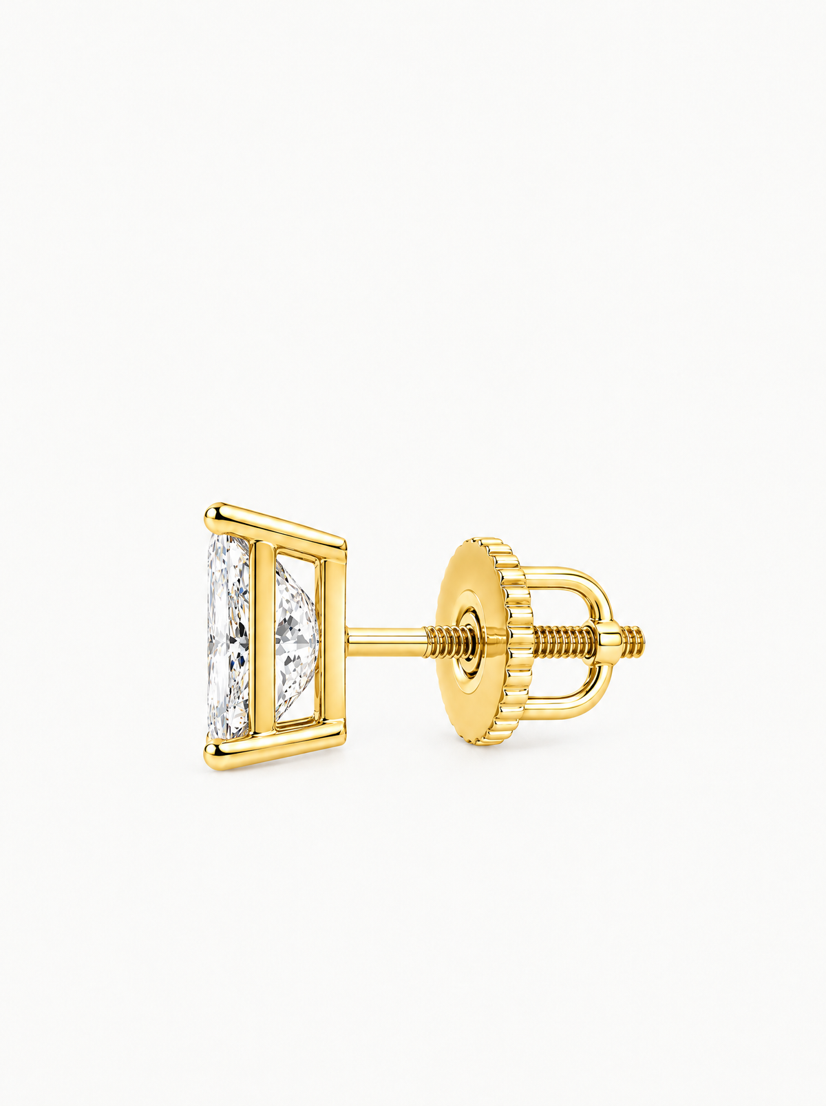 Princess Cut Lab-Grown Diamond Stud Earrings, with screw back earring backs — Bow Tie Lab Diamonds