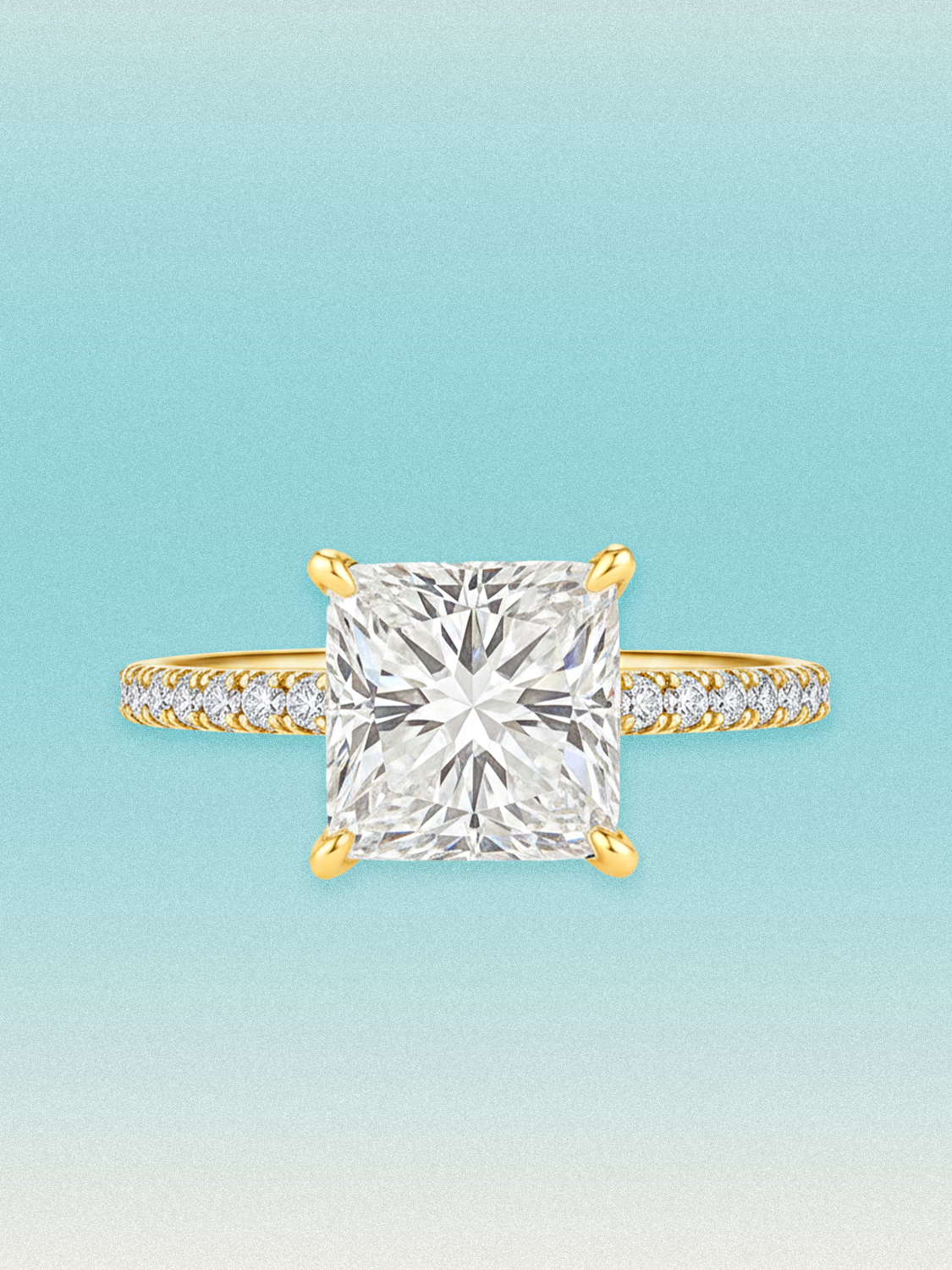 Princess Cut Solitaire Hidden Halo Lab Grown Diamond Engagement Ring