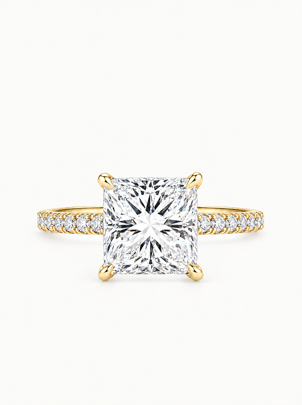 Princess Cut Solitaire Hidden Halo Lab-Grown Diamond Engagement Ring, front view — Bow Tie Lab Diamonds