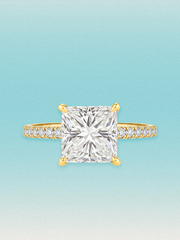 Princess Cut Solitaire Hidden Halo Lab Grown Diamond Engagement Ring