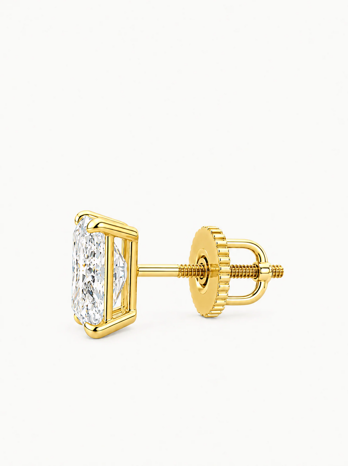 Radiant Cut Lab-Grown Diamond Stud Earrings, with screw back earring backs — Bow Tie Lab Diamonds