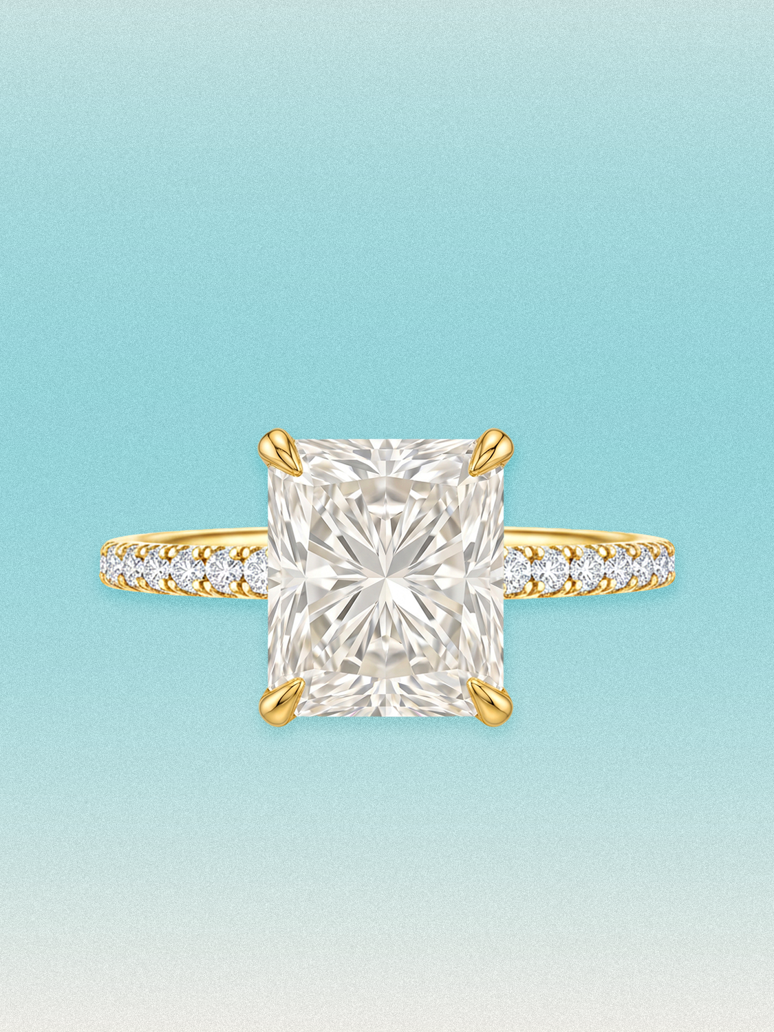 Radiant Cut Solitaire Hidden Halo Lab Grown Diamond Engagement Ring