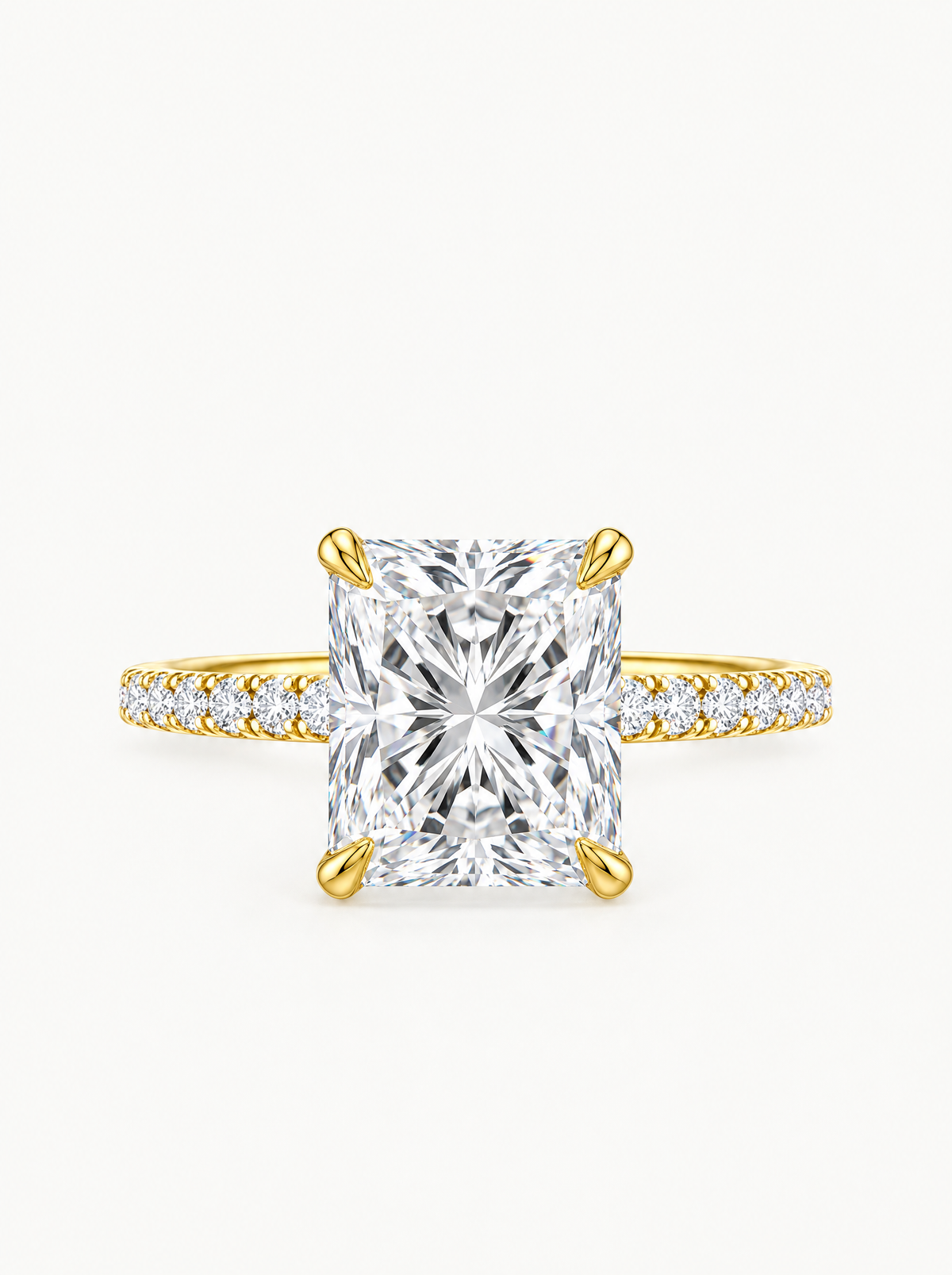Radiant Cut Solitaire Hidden Halo Lab-Grown Diamond Engagement Ring, front view — Bow Tie Lab Diamonds