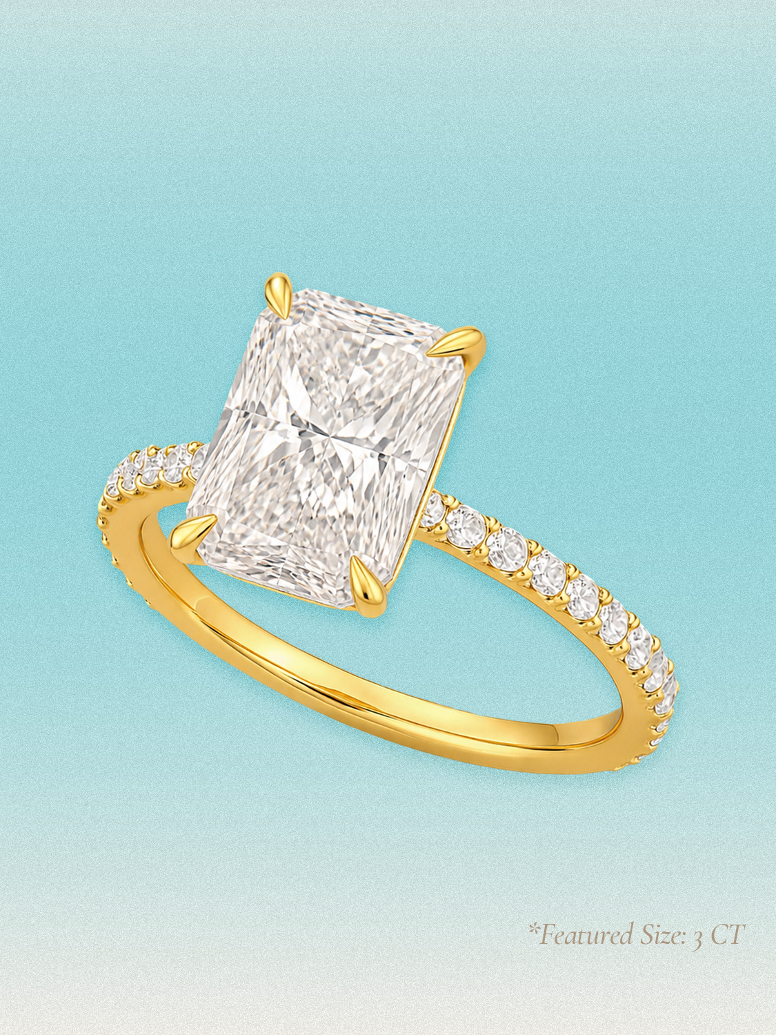 Radiant Cut Solitaire Hidden Halo Lab Grown Diamond Engagement Ring