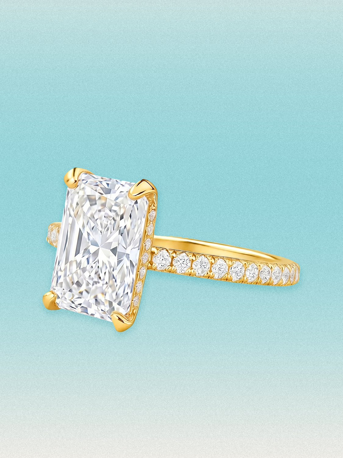 Radiant Cut Solitaire Hidden Halo Lab Grown Diamond Engagement Ring