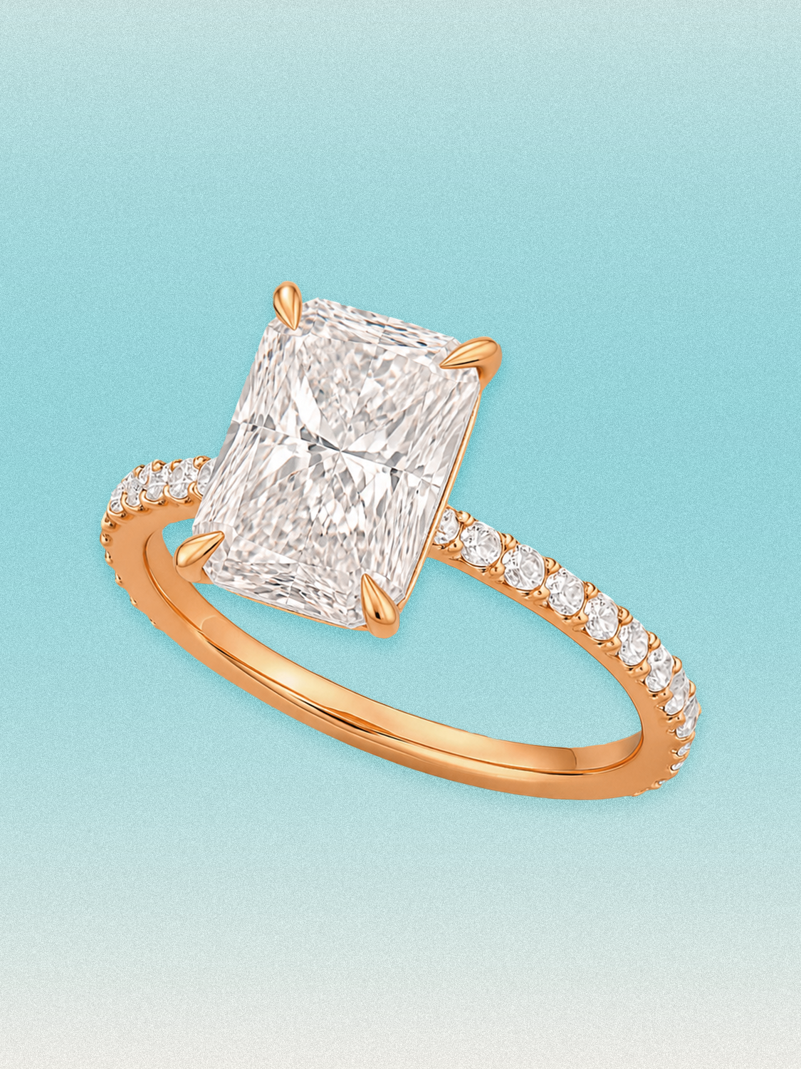 Radiant Cut Solitaire Hidden Halo Lab Grown Diamond Engagement Ring