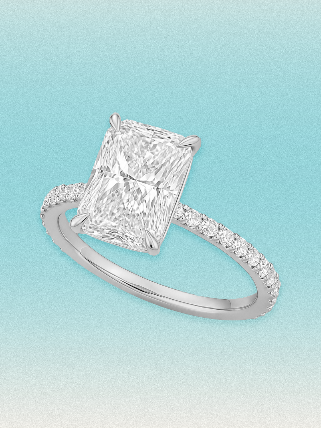Radiant Cut Solitaire Hidden Halo Lab Grown Diamond Engagement Ring