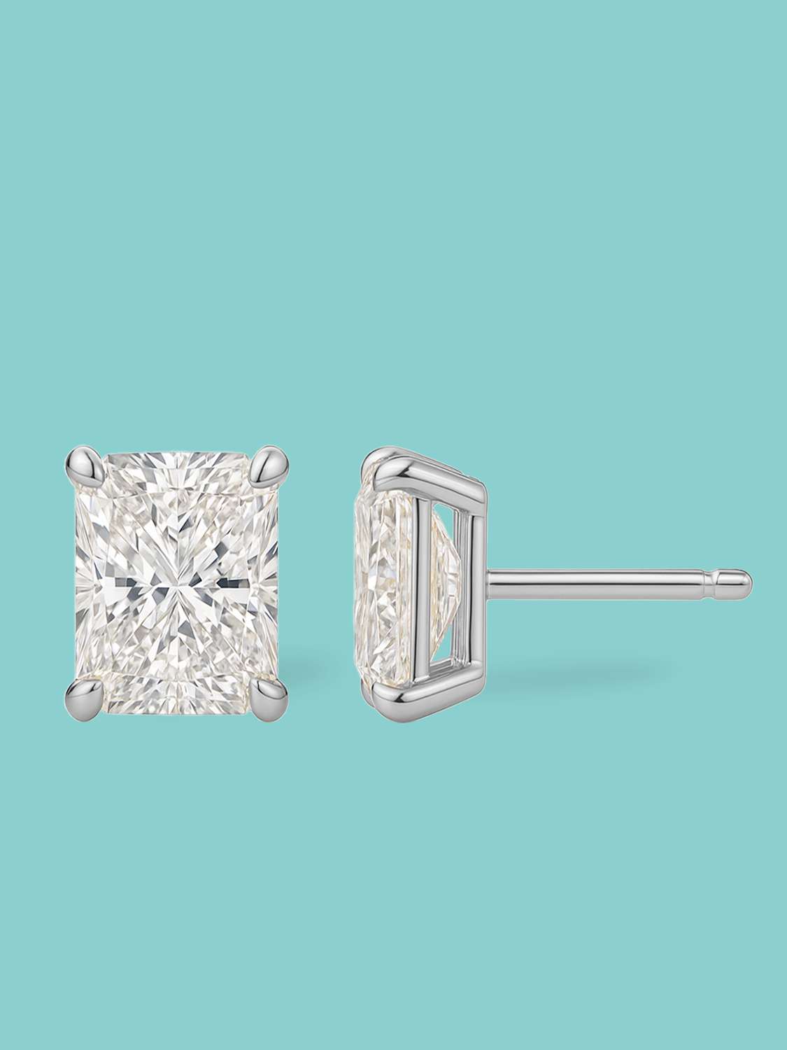 Radiant Cut Lab Diamond Stud Earrings
