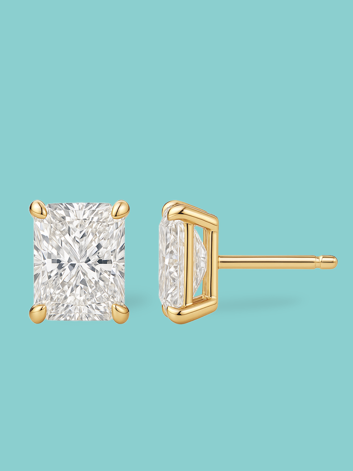 Radiant Cut Lab Diamond Stud Earrings