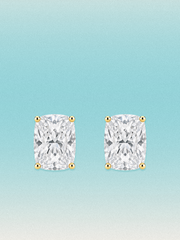 Bow Tie Lab Diamonds Cushion Cut Lab Grown Diamond Stud Earrings — lab-grown diamond earrings, shown in 14K yellow gold.