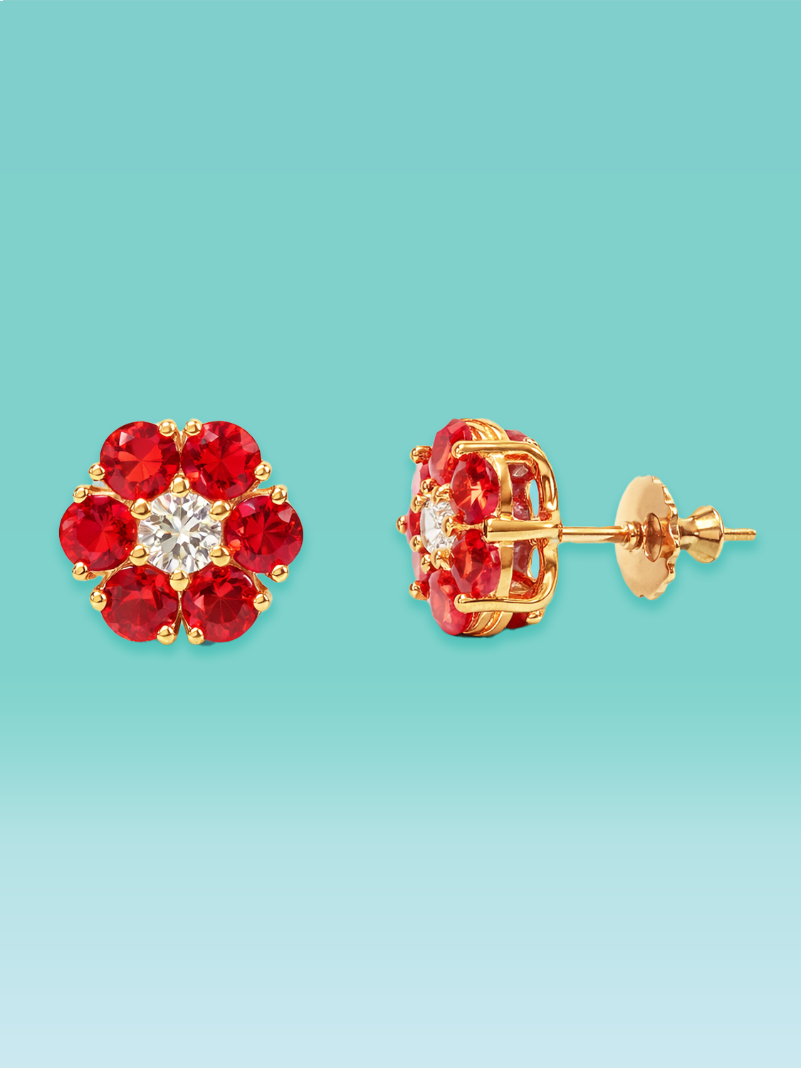 Rosette Sapphire Lab Diamond Floral Stud Earrings