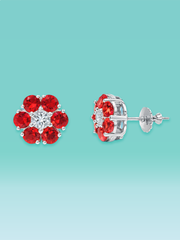 Rosette Sapphire Lab Diamond Floral Stud Earrings
