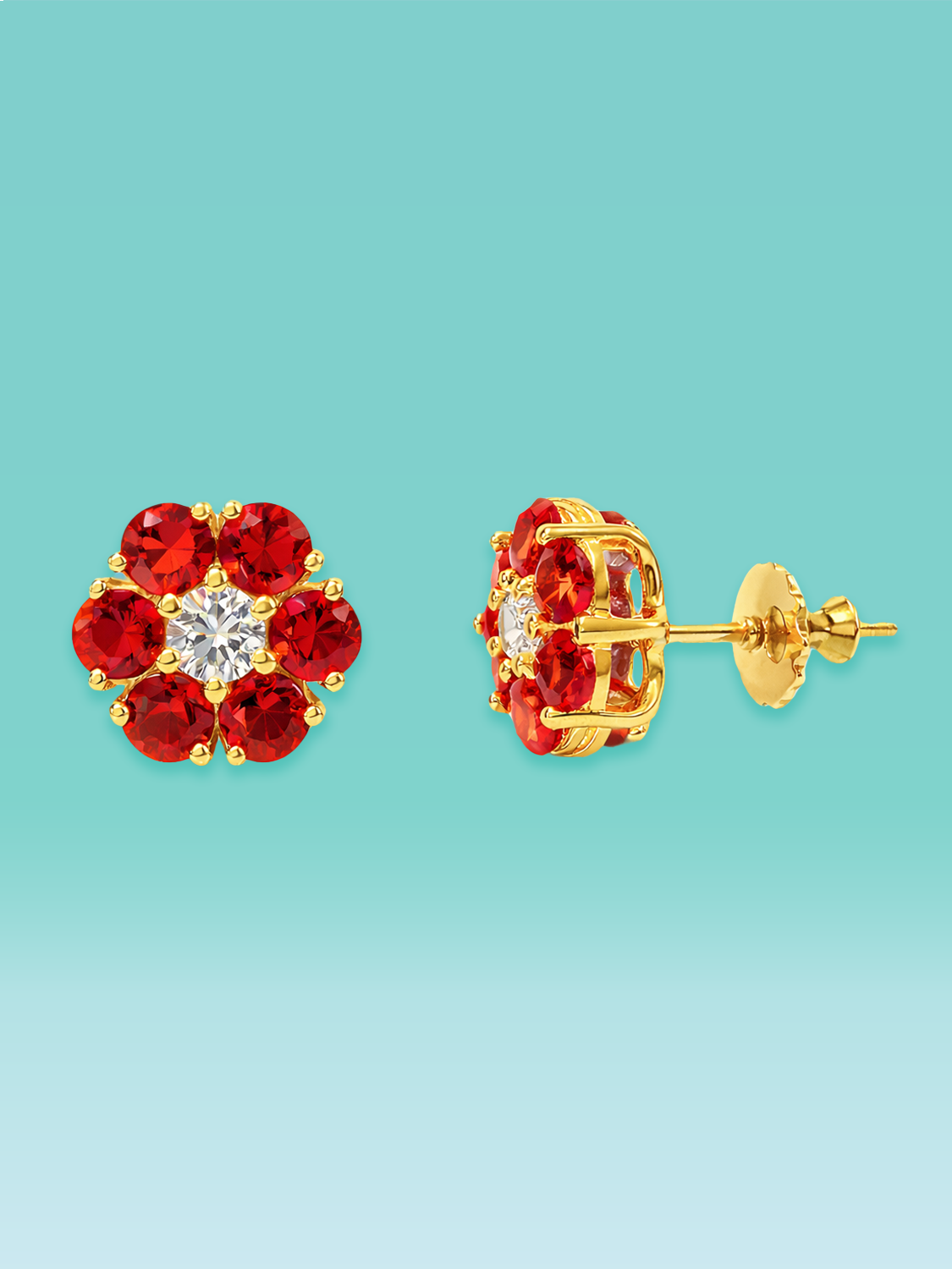 Rosette Sapphire Lab Diamond Floral Stud Earrings
