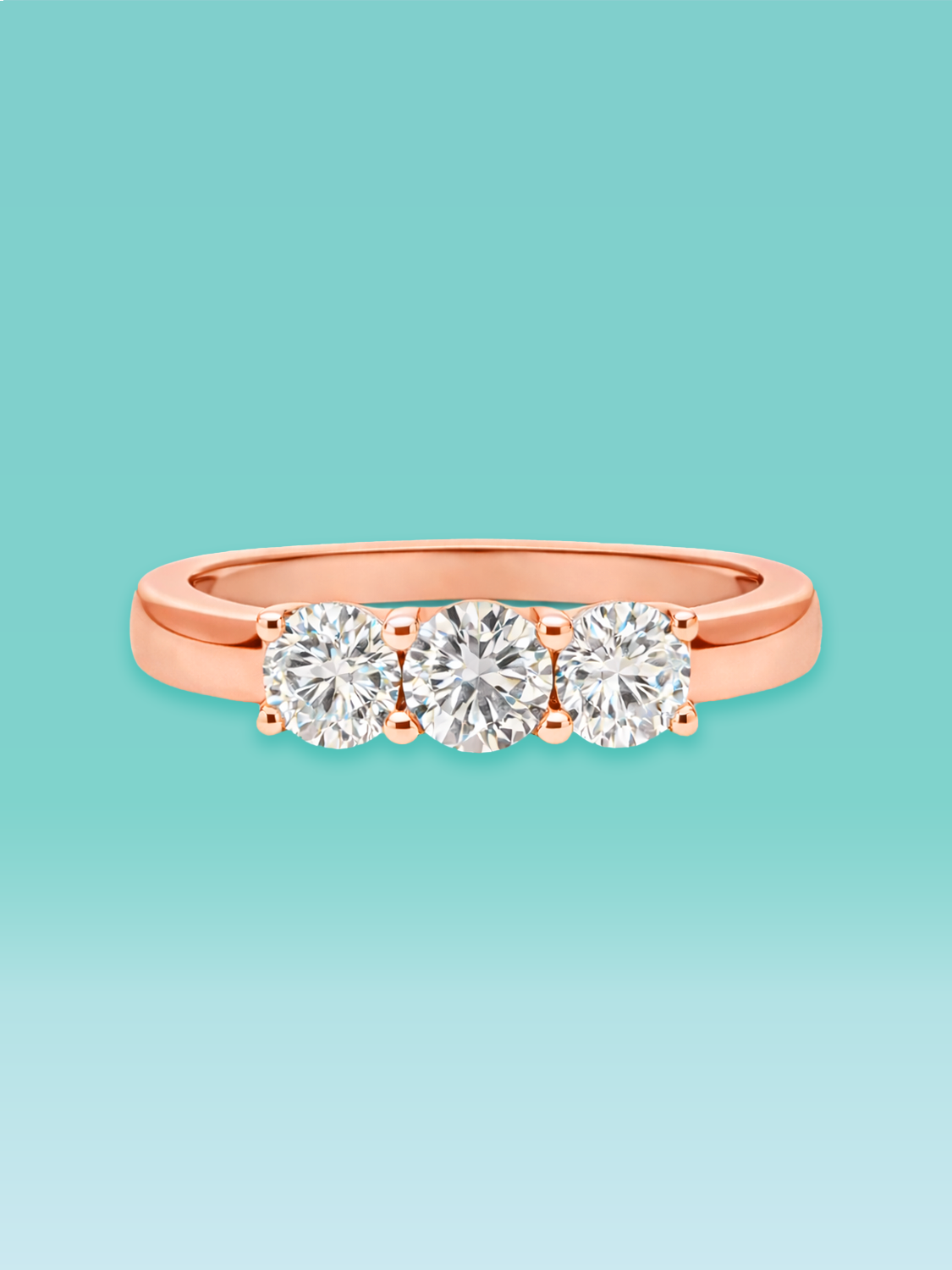 Round Cut Three Stone Lab Diamond Engagement Ring