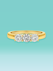 Round Cut Three Stone Lab Diamond Engagement Ring