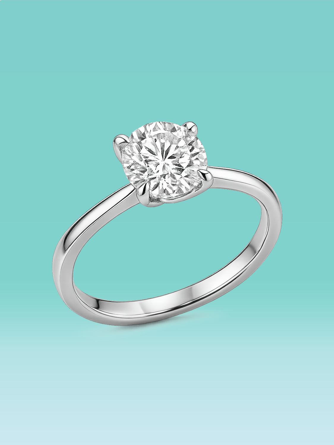 Round Cut 4 Prong Lab Diamond Engagement Ring
