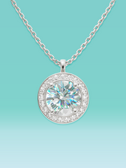 Round Cut 4 Prong Pavé Lab Diamond Pendant Necklace