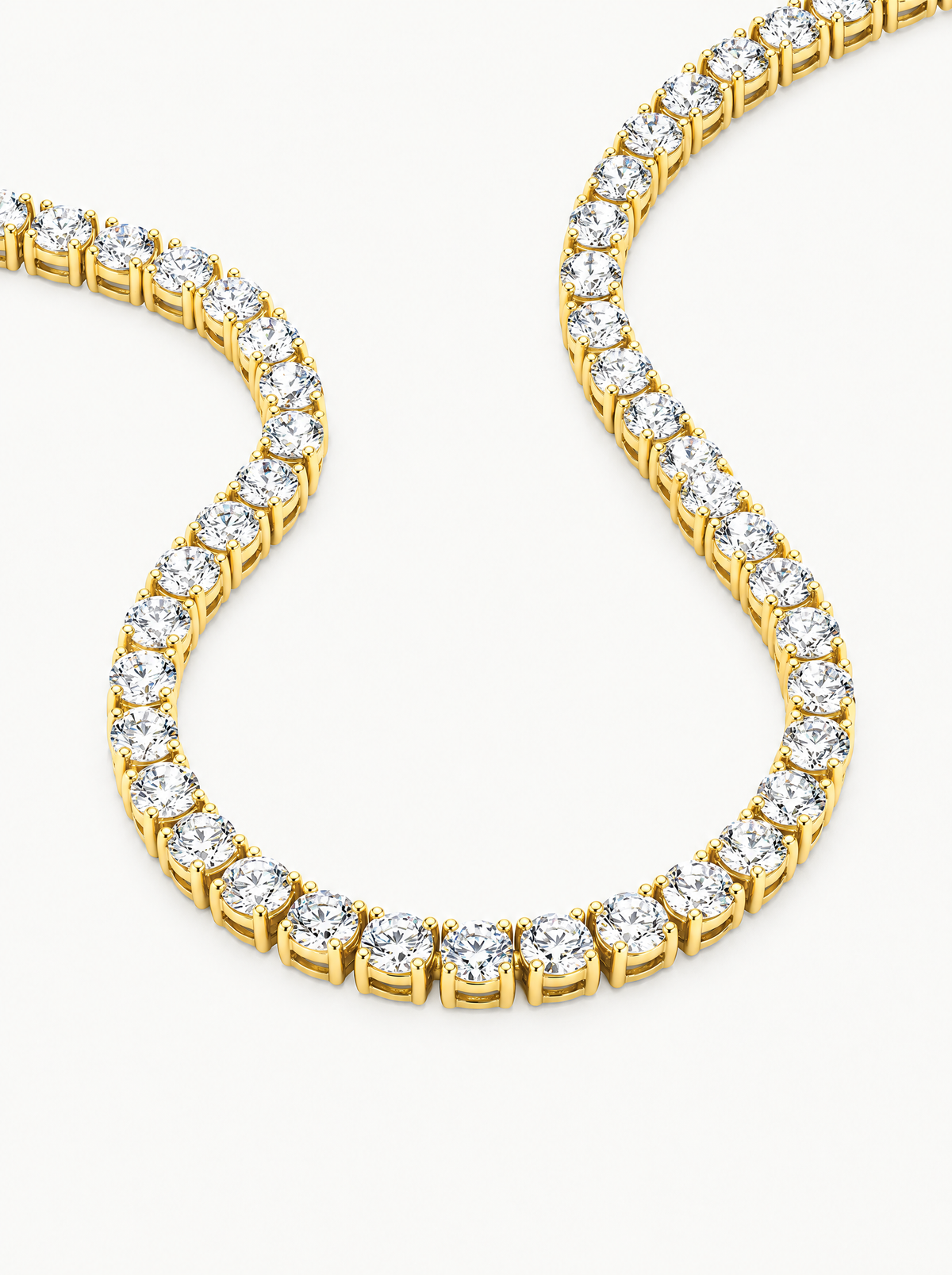 Round 4-Prong Lab-Grown Diamond Tennis Necklace, close-up of the diamonds — Bow Tie Lab Diamonds