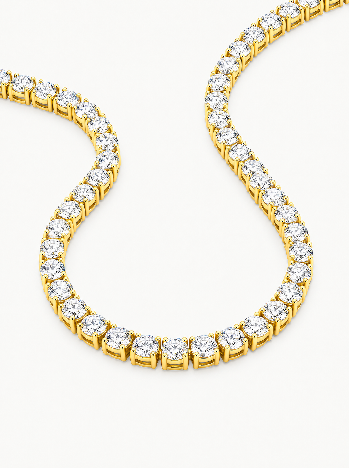Round 4-Prong Lab-Grown Diamond Tennis Necklace, close-up of the diamonds — Bow Tie Lab Diamonds
