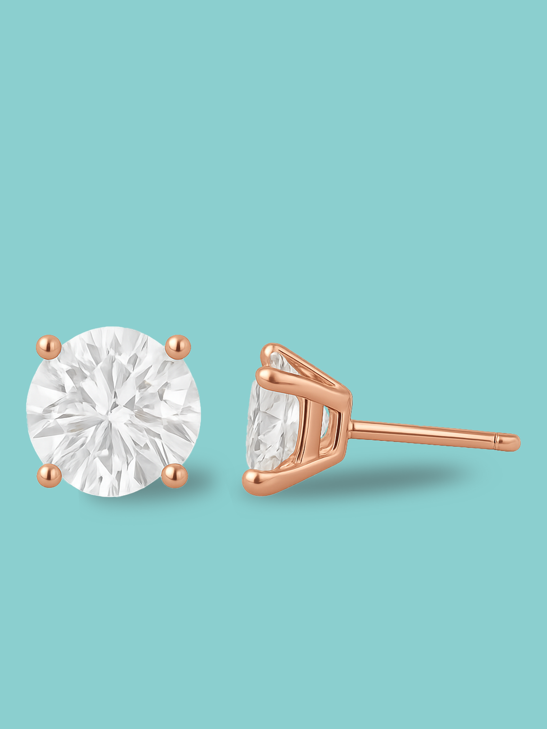 4 Prong Round Cut Lab Diamond Stud Earrings