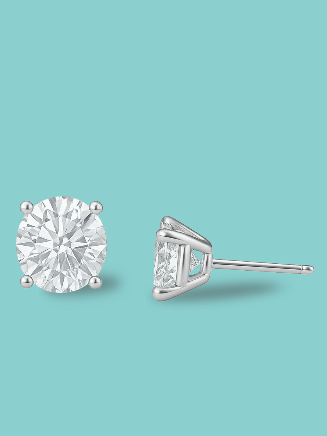 4 Prong Round Cut Lab Diamond Stud Earrings
