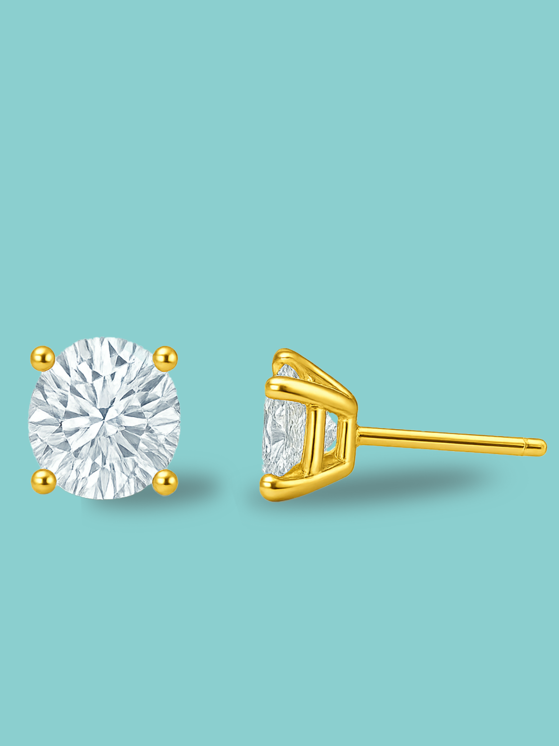 4 Prong Round Stud Earrings