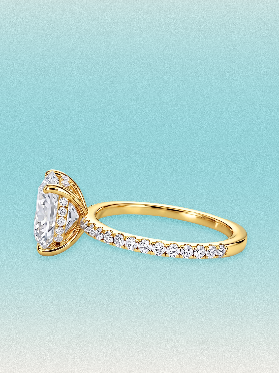 Round Cut Solitaire Hidden Halo Lab Grown Diamond Engagement Ring
