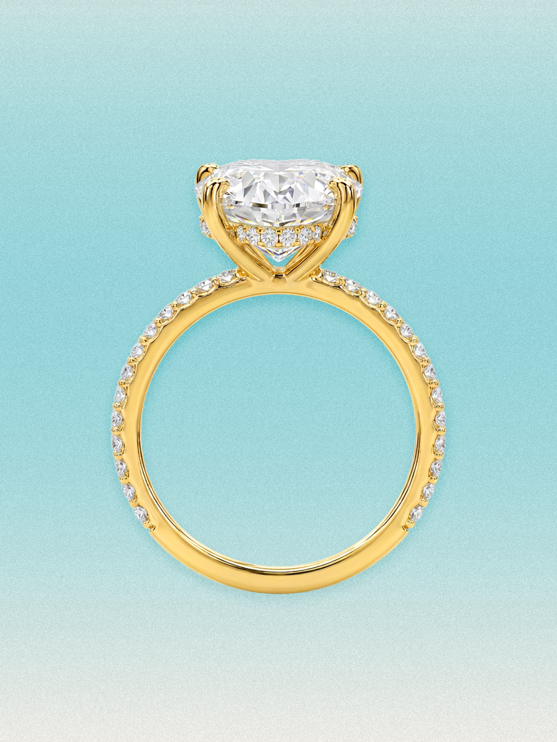 Round Cut Solitaire Hidden Halo Lab Grown Diamond Engagement Ring