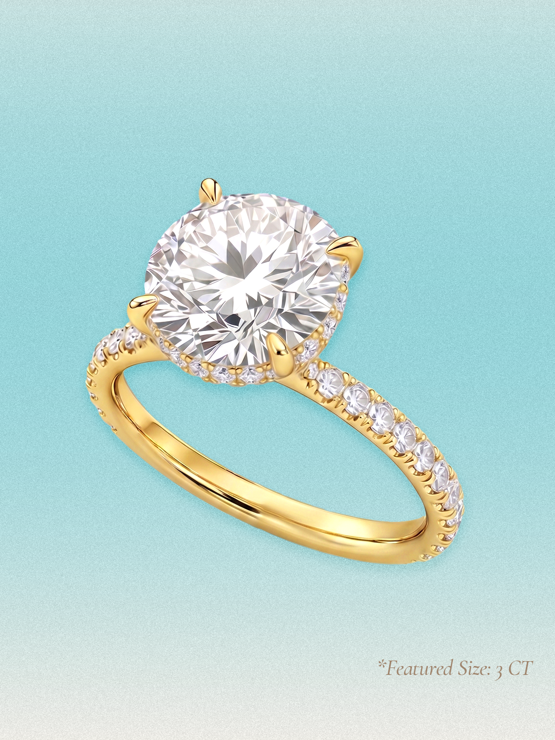 Round Cut Solitaire Hidden Halo Lab Grown Diamond Engagement Ring