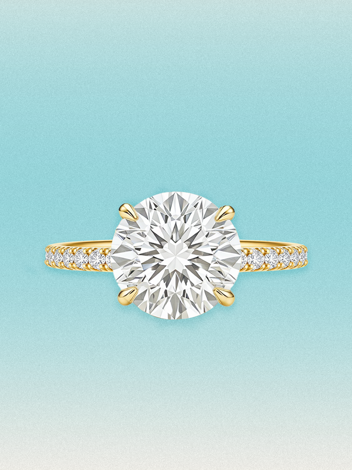 Round Cut Solitaire Hidden Halo Lab Grown Diamond Engagement Ring