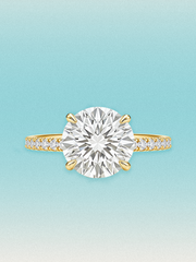 Round Cut Solitaire Hidden Halo Lab Grown Diamond Engagement Ring