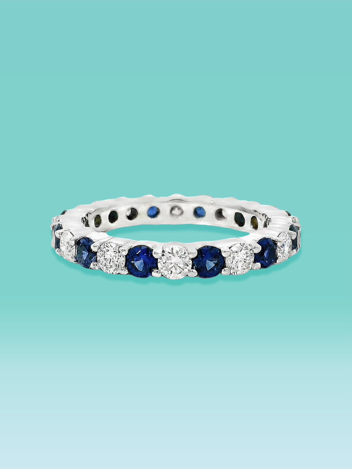 Round Cut Blue Sapphire Lab Diamond Ring