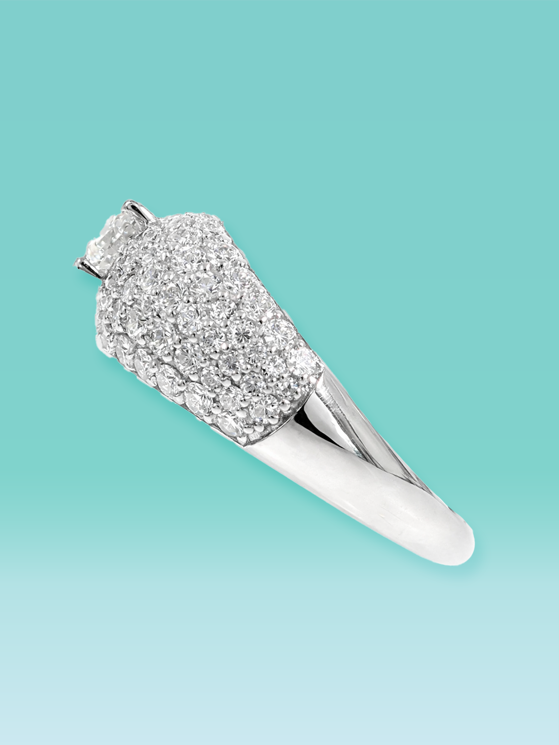 Round Cut Center Point Pavé Lab Diamond Statement Ring
