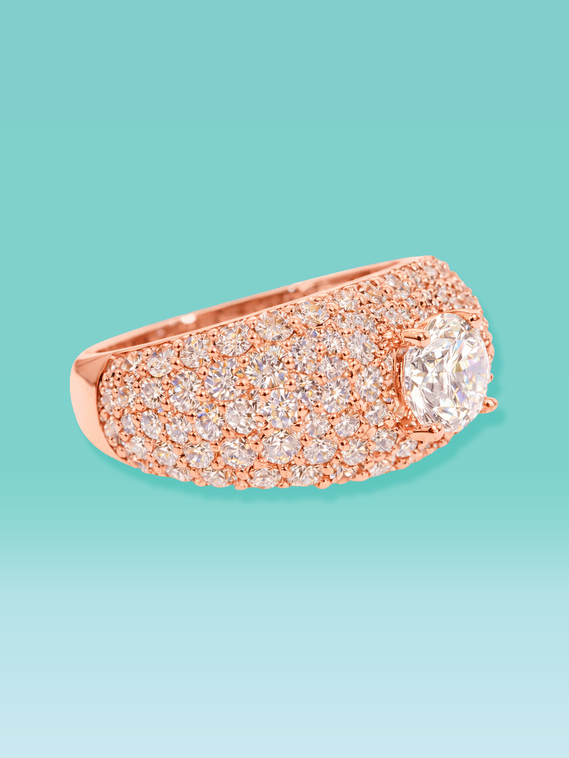 Round Cut Center Point Pavé Lab Diamond Statement Ring