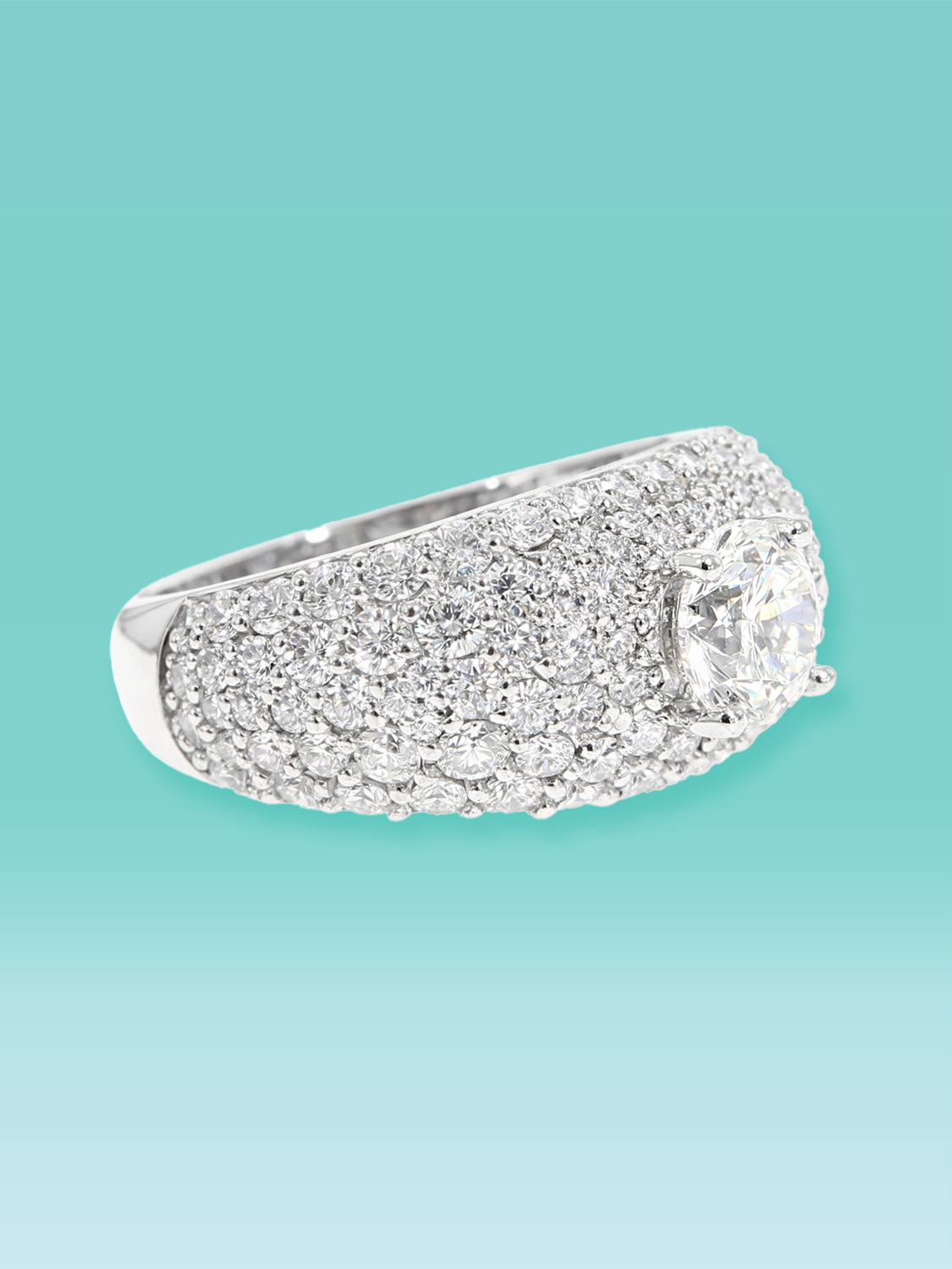 Round Cut Center Point Pavé Lab Diamond Statement Ring