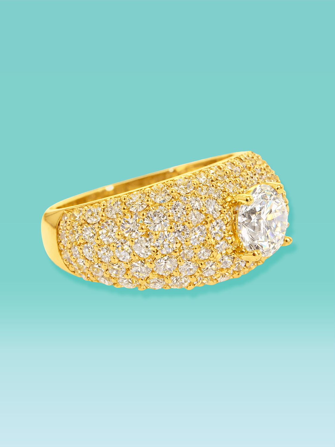 Round Cut Center Point Pavé Lab Diamond Statement Ring