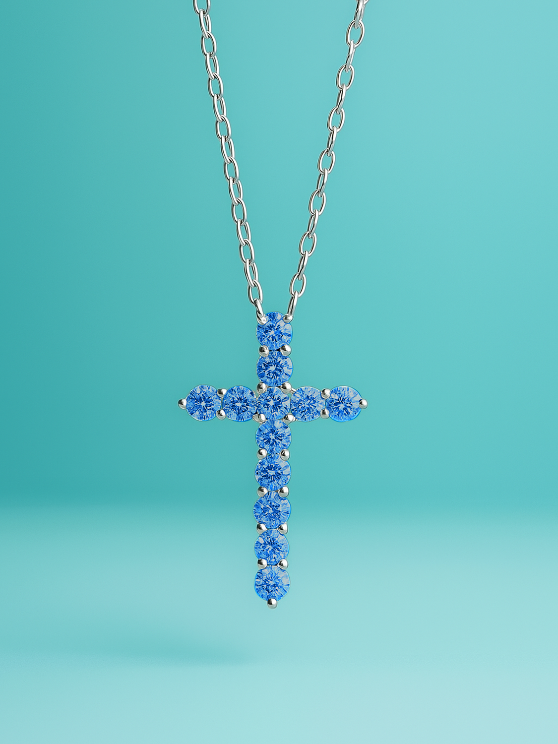 Cross Blue Lab Diamond Pendant Necklace