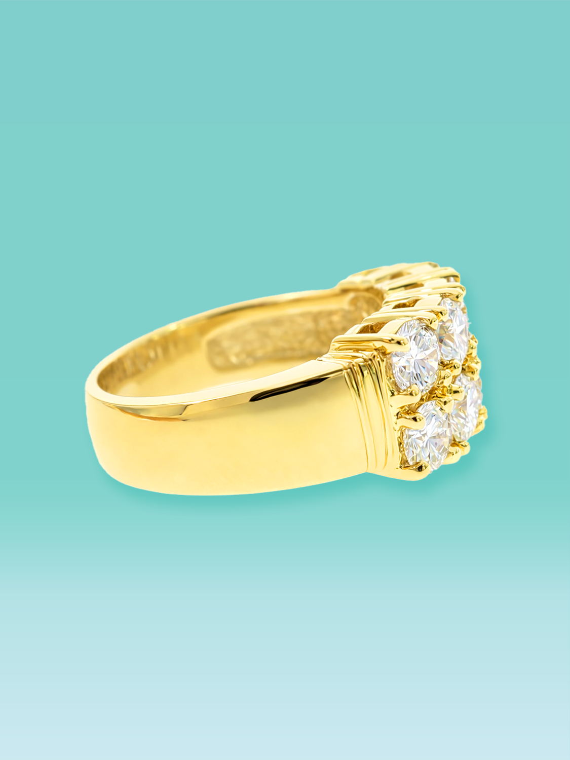 Round Cut Double Row Lab Diamond Band Ring