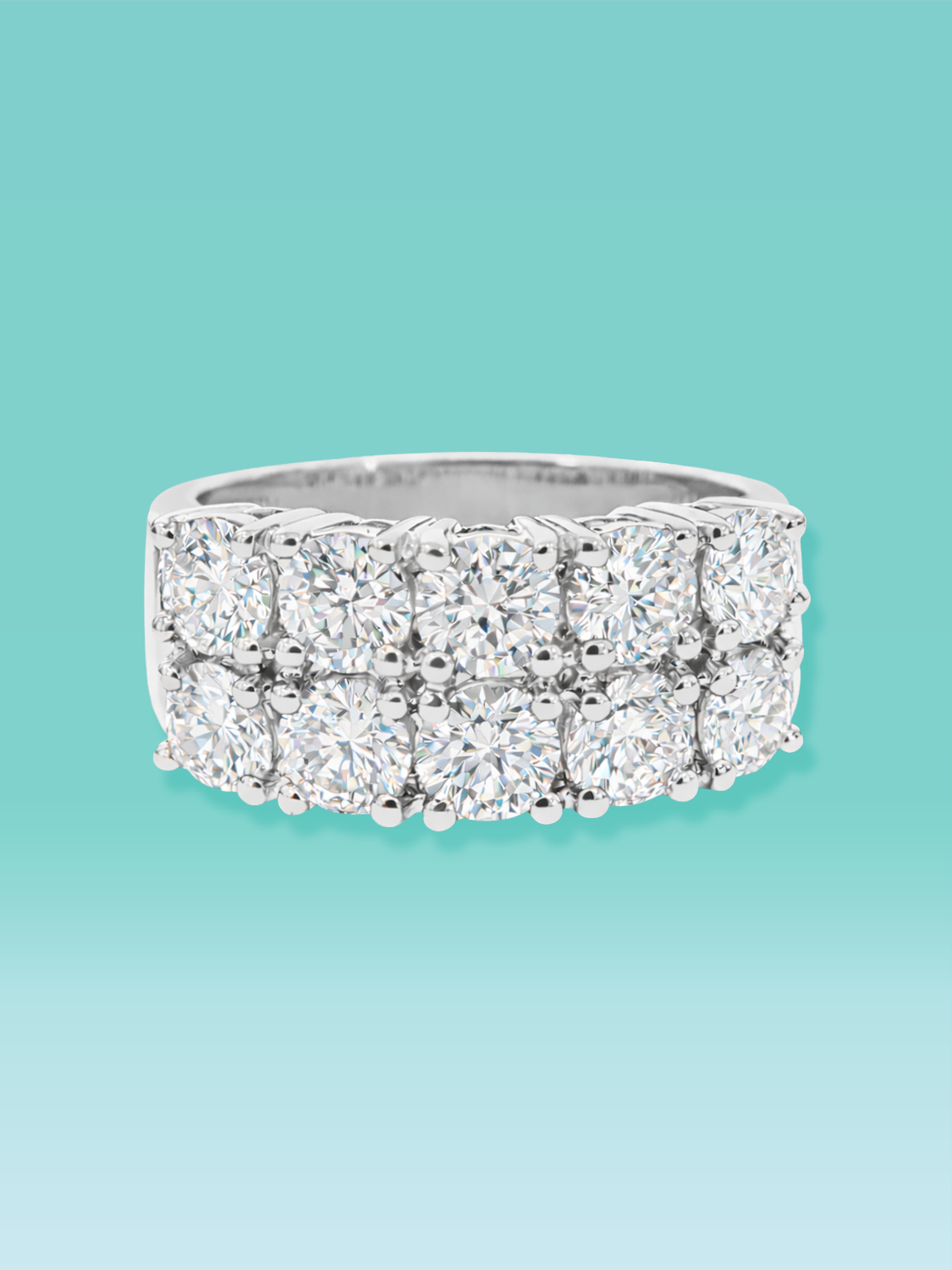 Round Cut Double Row Lab Diamond Band Ring