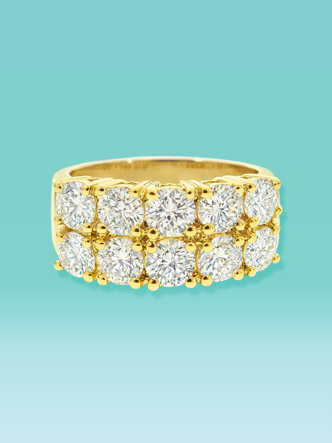 Round Cut Double Row Lab Diamond Band Ring