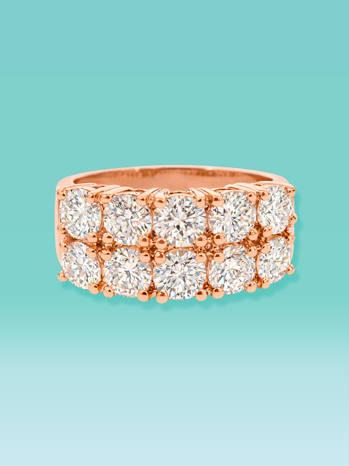Round Cut Double Row Lab Diamond Band Ring