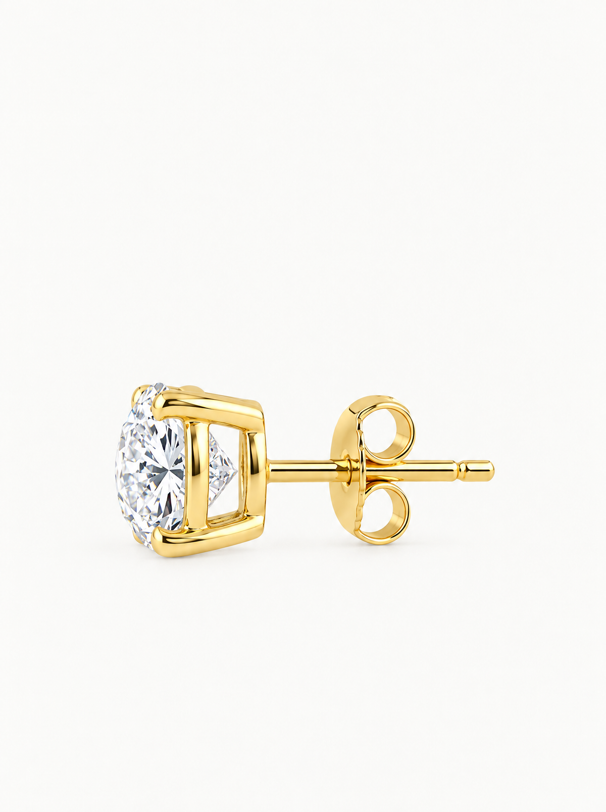 Round Cut 4-Prong Lab-Grown Diamond Stud Earrings, with push back earring backs — Bow Tie Lab Diamonds
