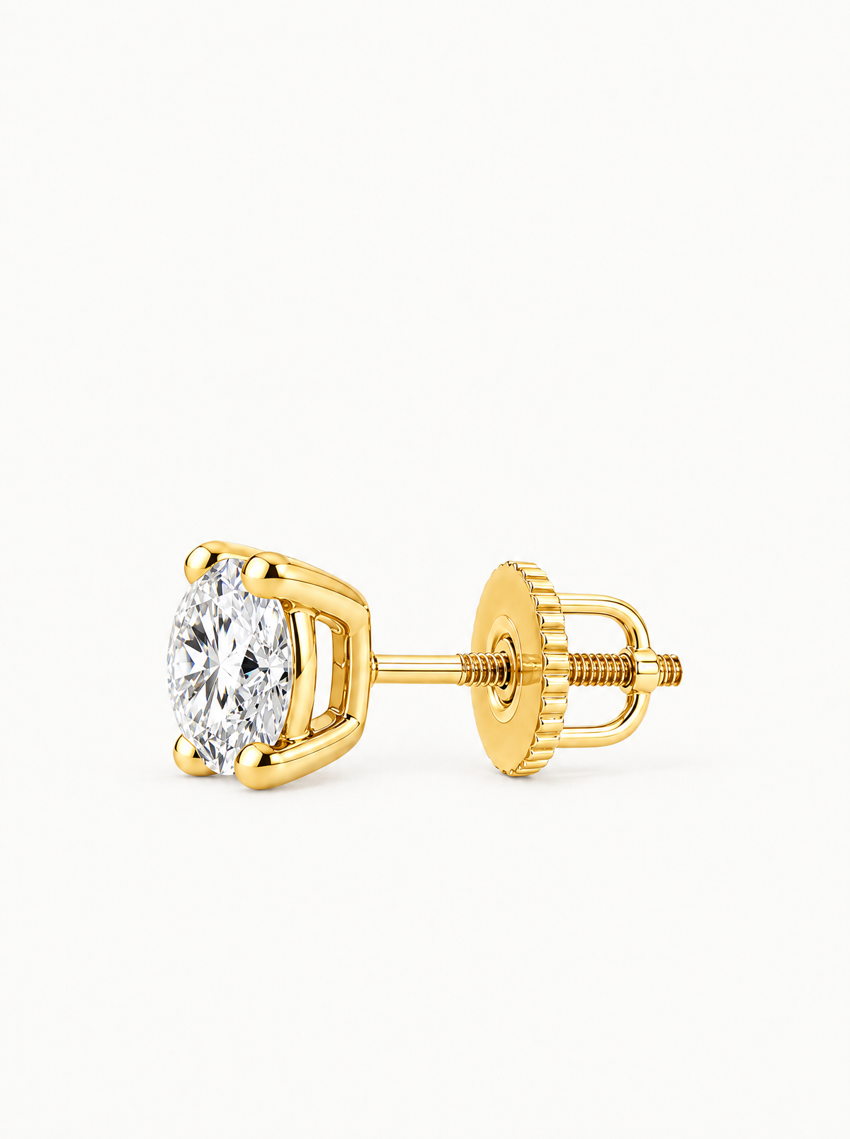 Round Cut 4-Prong Lab-Grown Diamond Stud Earrings, with screw back earring backs — Bow Tie Lab Diamonds