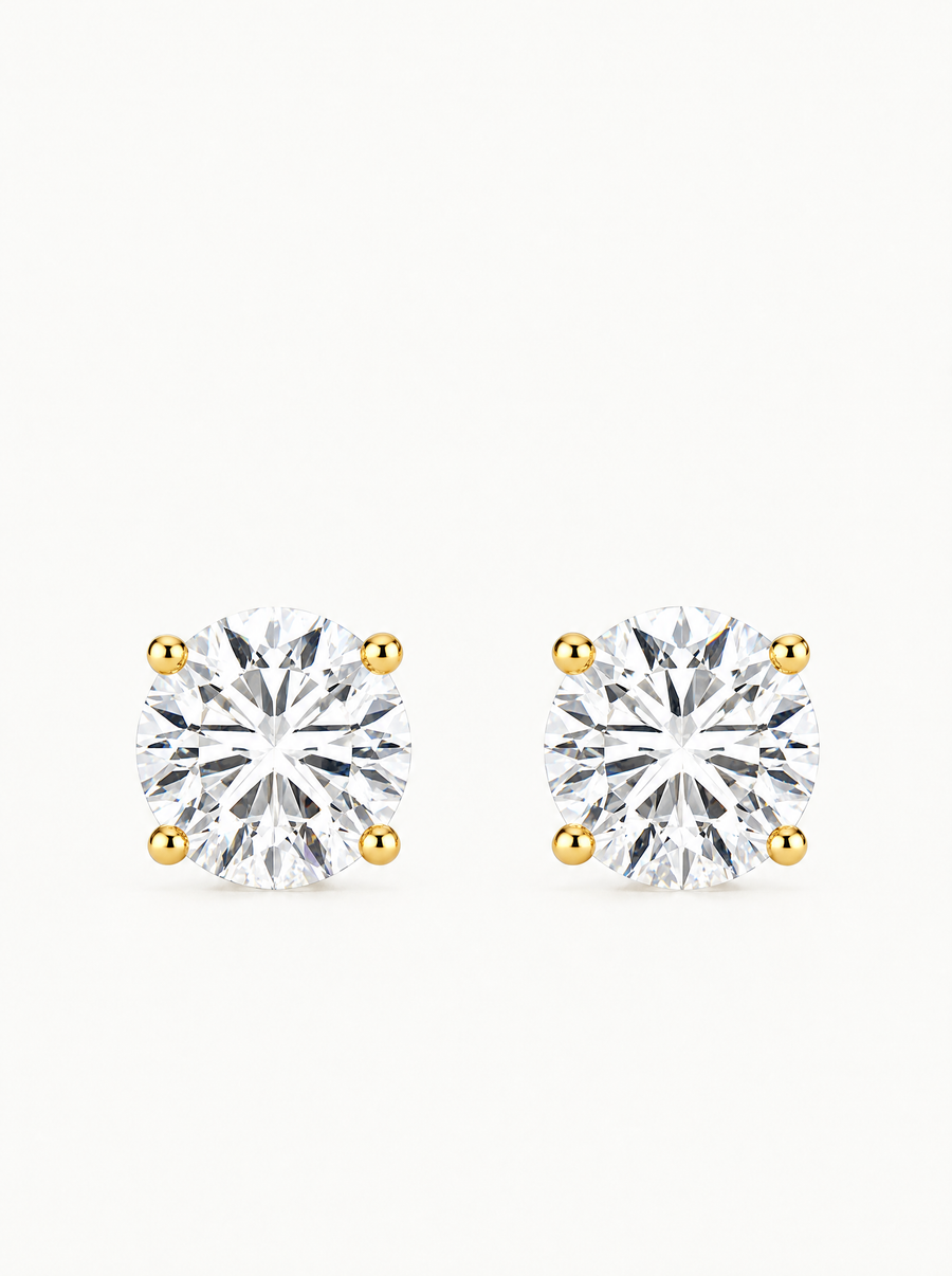 Round Cut 4-Prong Lab Grown Diamond Stud Earrings