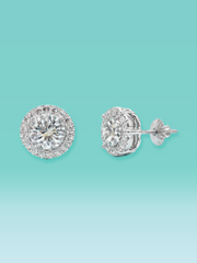 Round Cut Lab Diamond Halo Stud Earrings