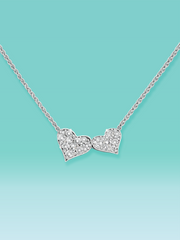 Round Cut Pavé Double Heart Lab Diamond Necklace