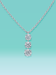 Round Cut Waterdrop Triple Lab Diamond Necklace