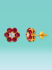 Ruby Lab Diamond Floral Stud Earrings