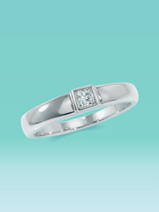 Simple Bezel Princess Cut Lab Diamond Wedding Band