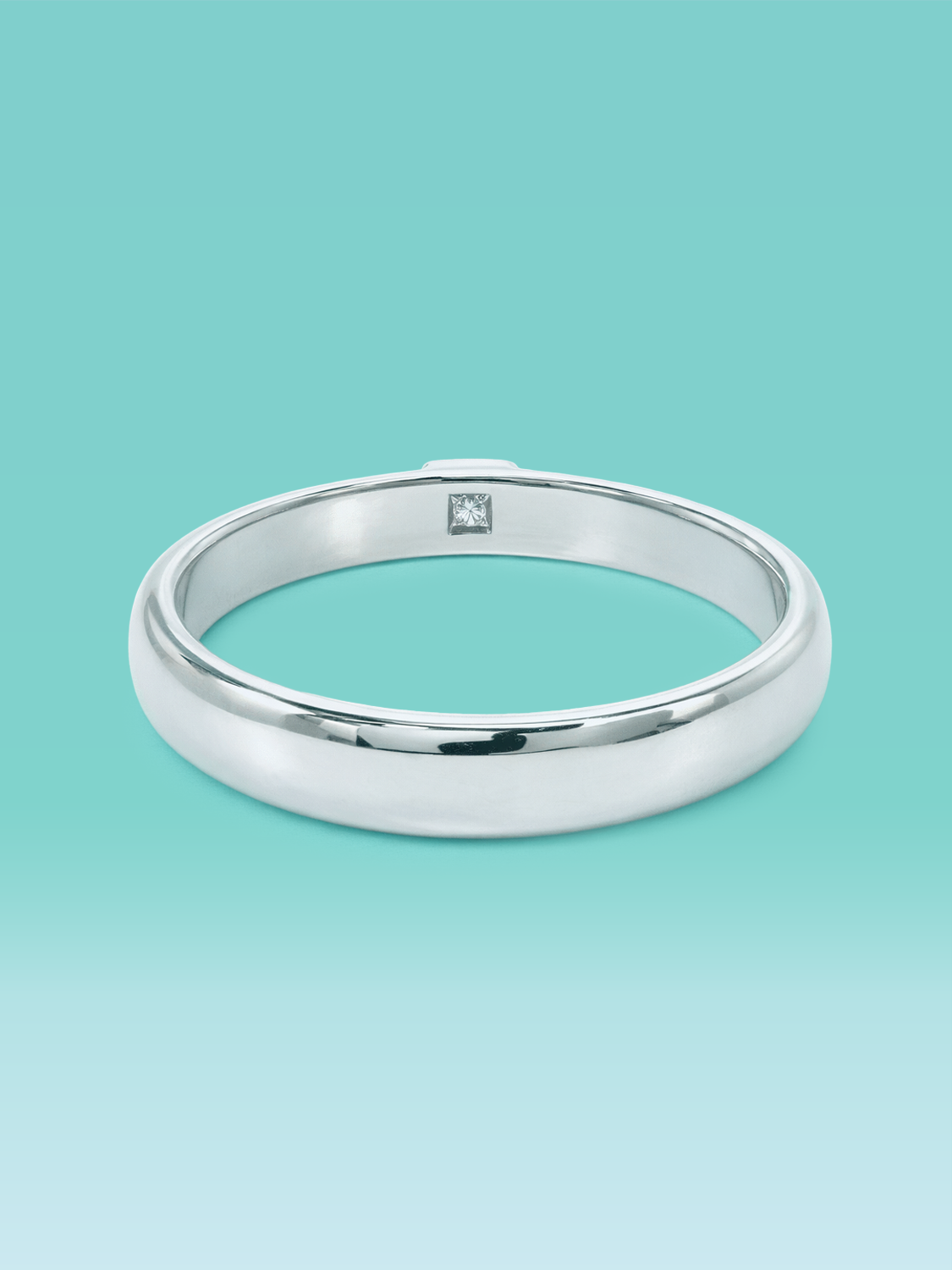 Simple Bezel Princess Cut Lab Diamond Wedding Band